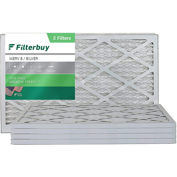 16x24x1 Silver FilterBuy 16x24x1 MERV 8 Pleated AC Furnace Air Filter, Pack of 6 Filters 